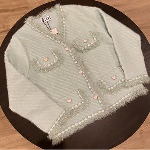 LA LUNE Knitted Heart Shape Buttons Design cardigan sweater